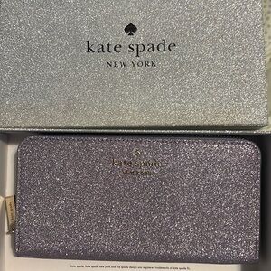 Kate Spade Large Continental Wallet Glitter Lilac Frost. Brand New In Box.